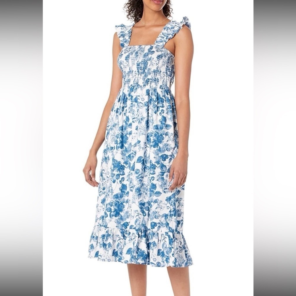 The Drop Women's Ruffled Shoulder
Dress | Smocked, Midi Sz Medium